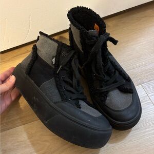 Stylish Black and Gray Women's High-Top Sneakers